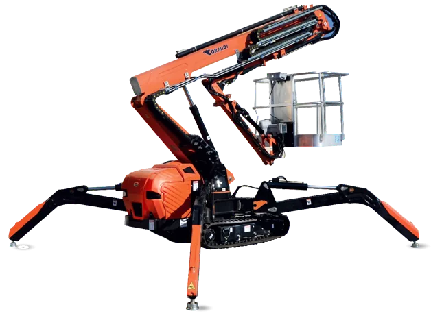 Grue araignée orange sur roues